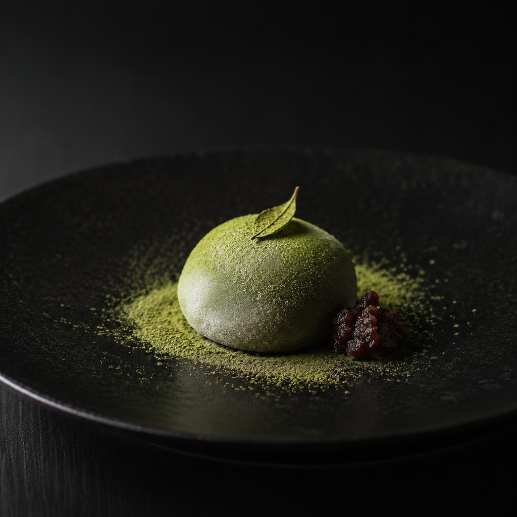 Elegantes Dessert auf dunklem Teller