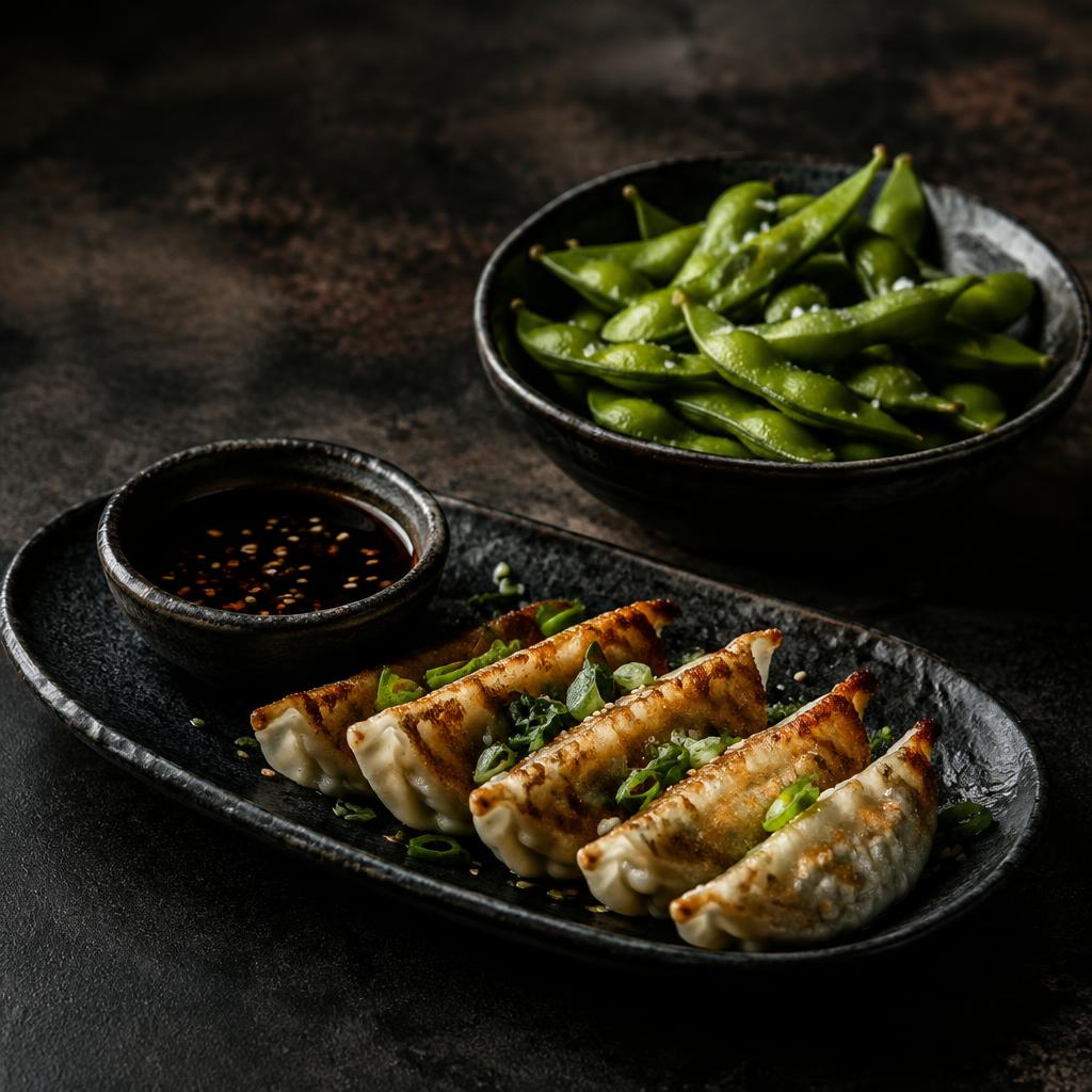 Gyoza und Edamame